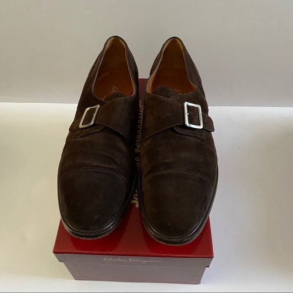 Salvatore Ferragamo monk strap brown suede